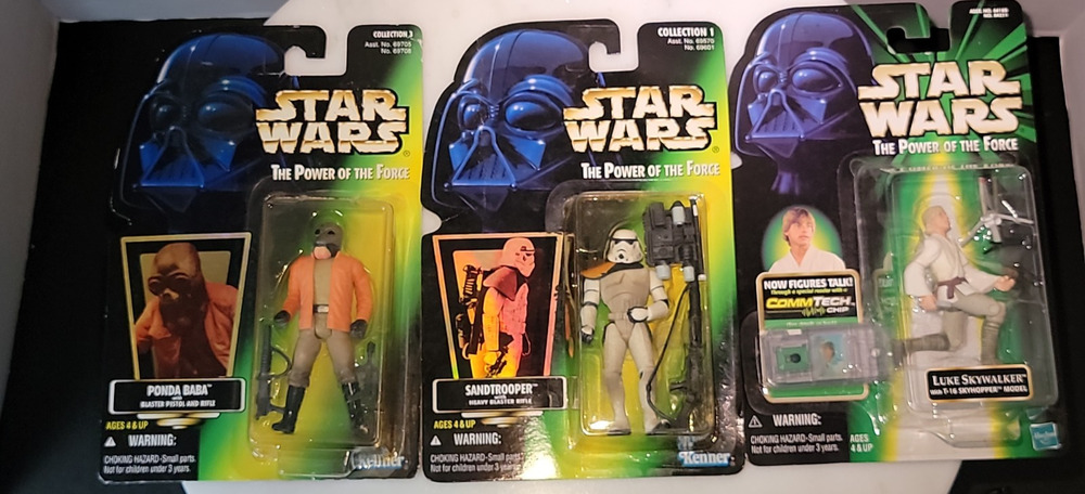 Kenner STAR WARS Power Of The Force Sandtrooper, Ponda Baba, Luke Skywalker 1995